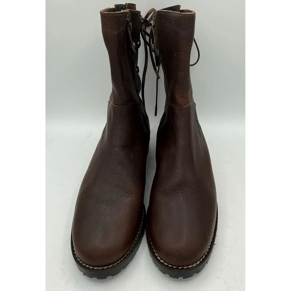 Fabianelli Brown Leather Italian Made Tie Back Boots Women's‎ 38/8 NEW